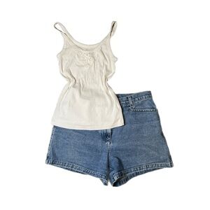 white cami top with neckline detailing